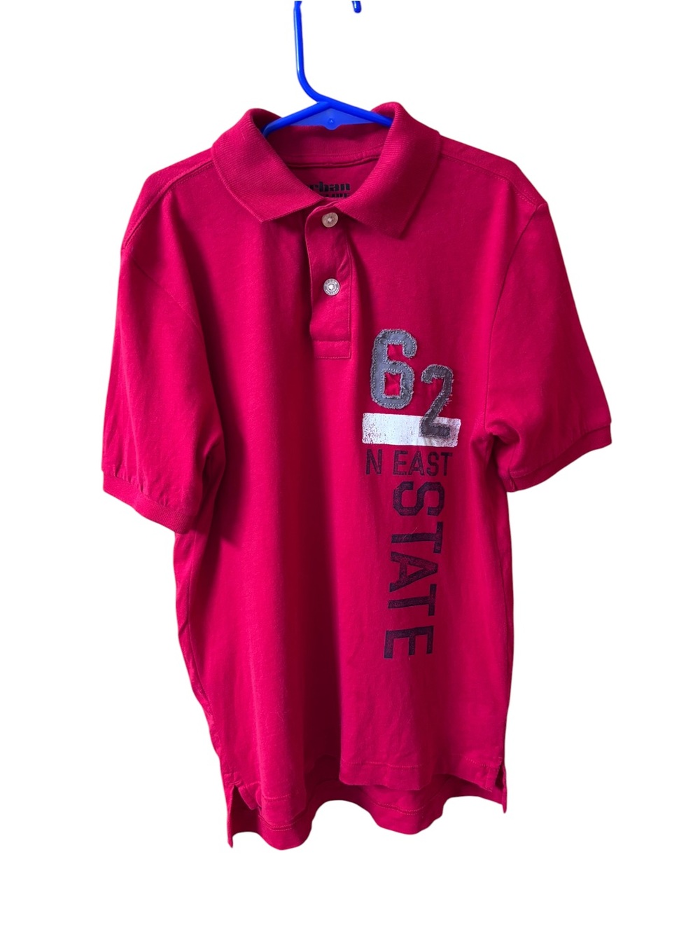 Urban Pipeline Boys Small Red 62 State Graphic Polo Shirt EUC